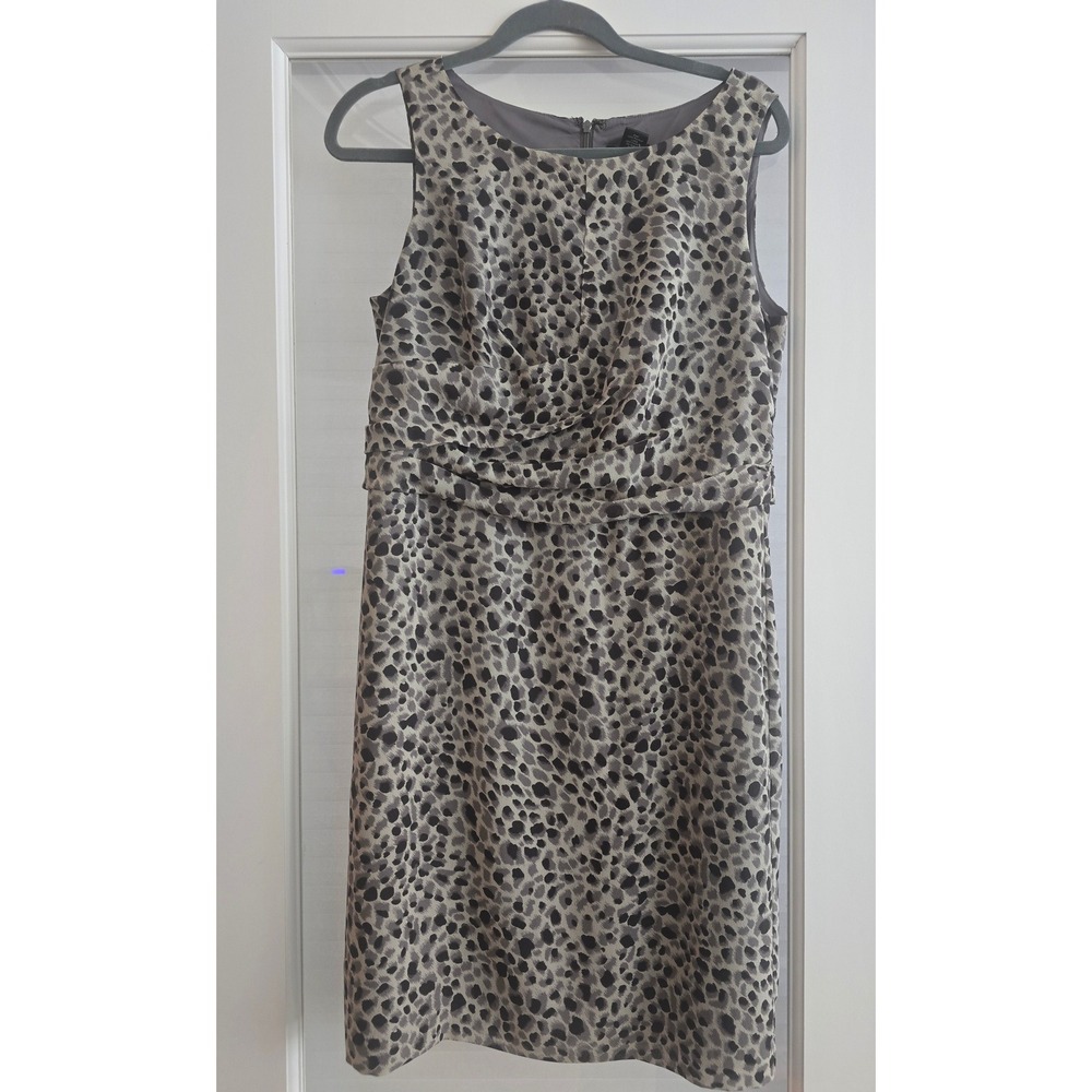 Ann‎ Taylor Petite Leopard Print Sleeveless Sheath Dress Grey Black 10P NWT